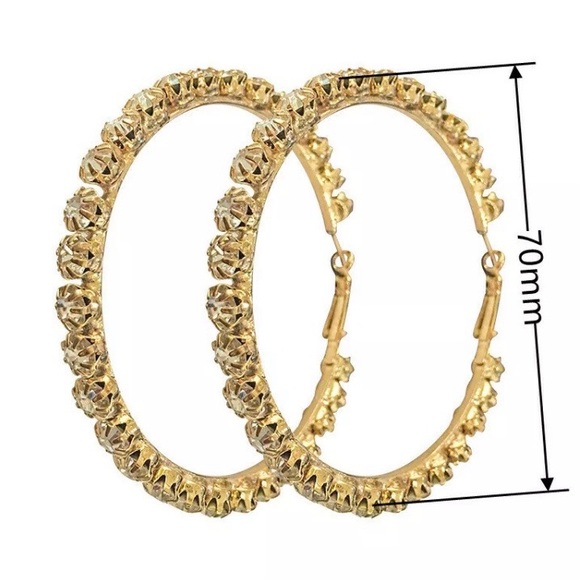 **NEW 18K Yellow Gold Diamond Hoop Earrings - Picture 4 of 5
